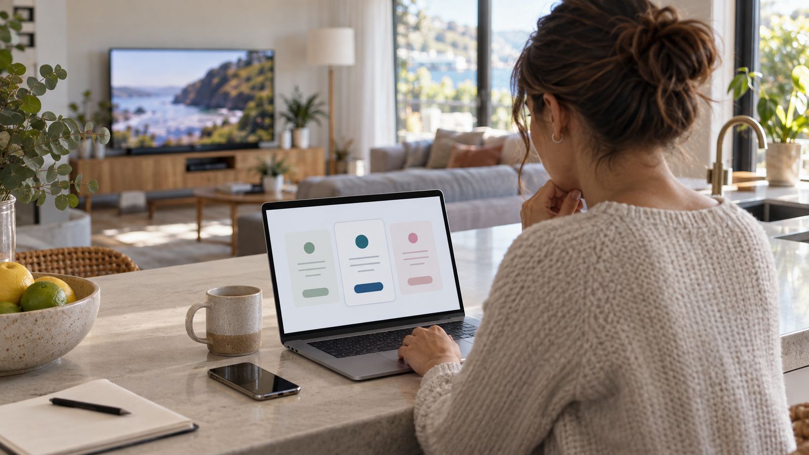 IPTV subscription Australia plan comparison on a laptop at home